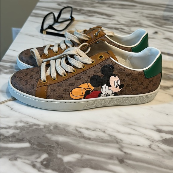 Disney Brown and Green Sneakers with Character Prints - Picture 1 of 2